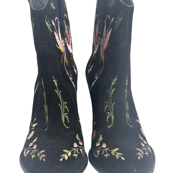 Ash  Black Floral Embroidered Heeled Boots - Picture 3 of 5